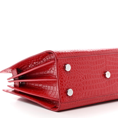 Saint Laurent Calfskin Crocodile Embossed Nano Sac De Jour Red 10 of 12