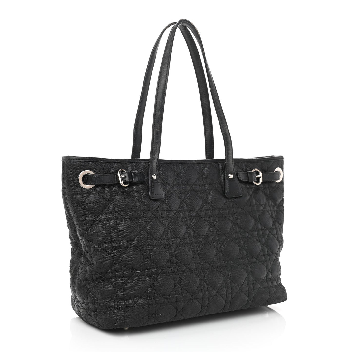Coated Canvas Cannage Small Panarea Tote Black
