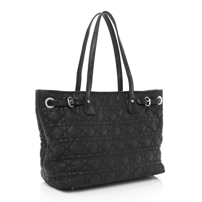 Christian Dior Coated Canvas Cannage Small Panarea Tote Black 3 of 15