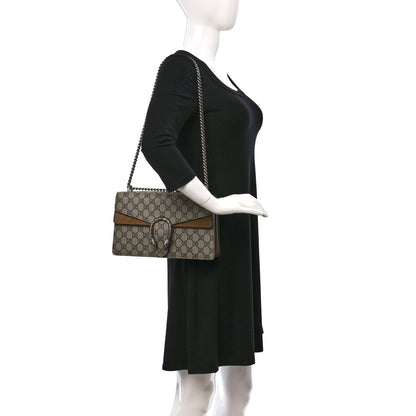 Gucci GG Supreme Monogram Suede Crystal Small Dionysus Shoulder Bag Beige Ebony Taupe 2 of 10
