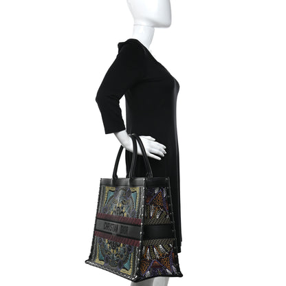 Christian Dior Calfskin Perforated Embroidered Dior In Lights Book Tote Black Multicolor 2 of 9