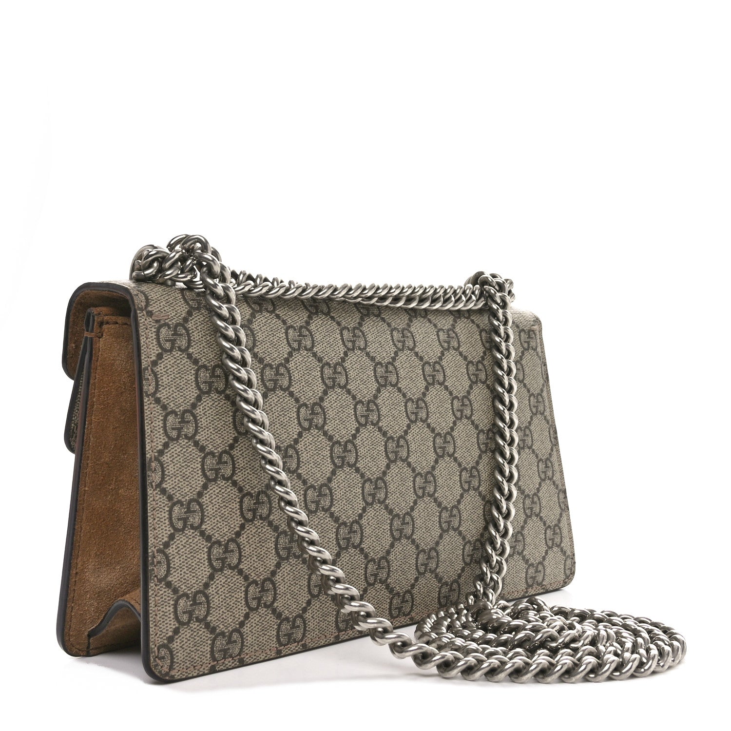 Gucci GG Supreme Monogram Suede Crystal Small Dionysus Shoulder Bag Beige Ebony Taupe 3 of 11