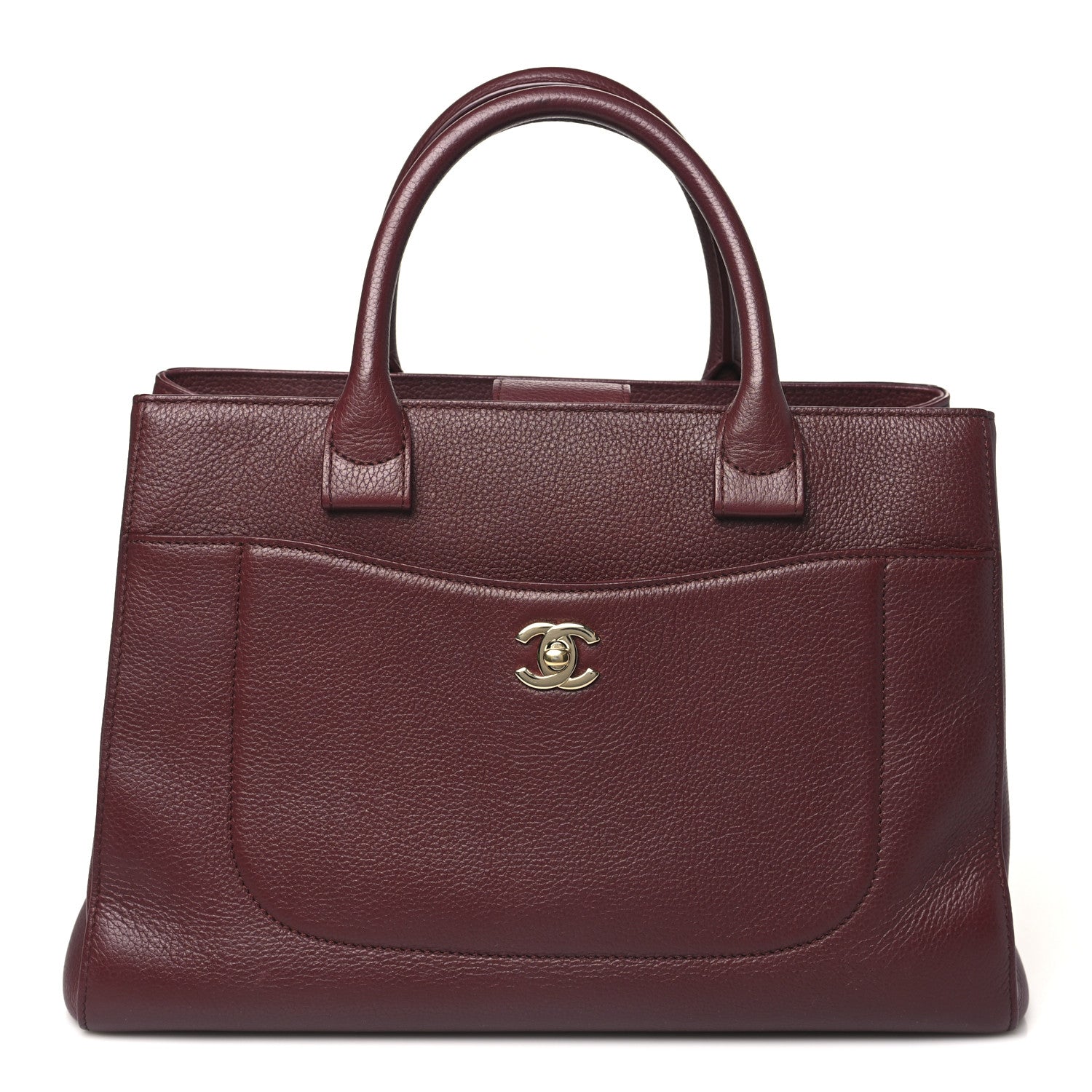 Chanel Grained Calfskin Small Neo Executive Shopper Tote  Burgundy 1 of 10