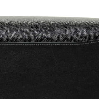 Prada Saffiano City Calfskin Medium Bibliothèque Top Handle Black White 12 of 14