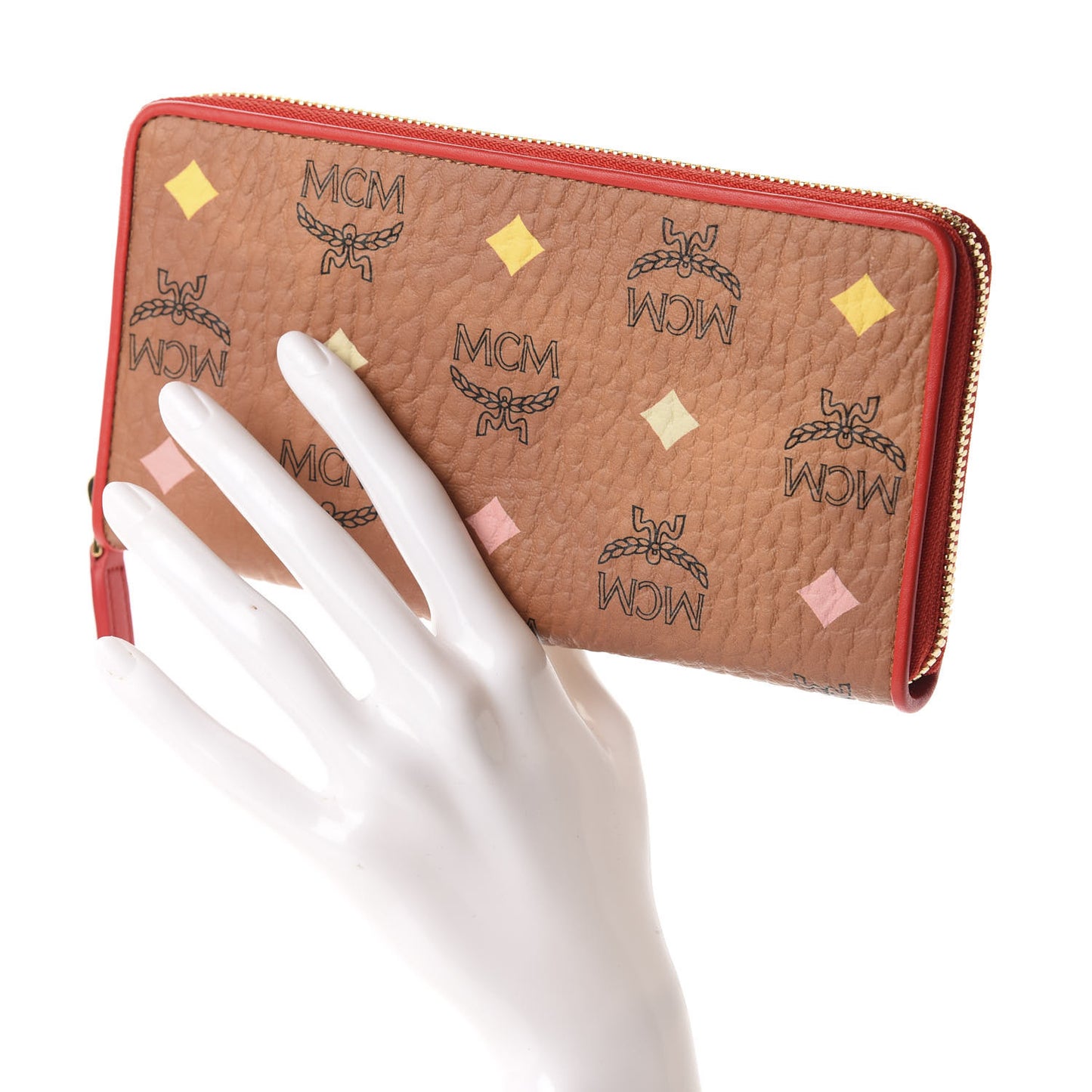 Skyoptic Visetos Zip Around Wallet Cognac Red