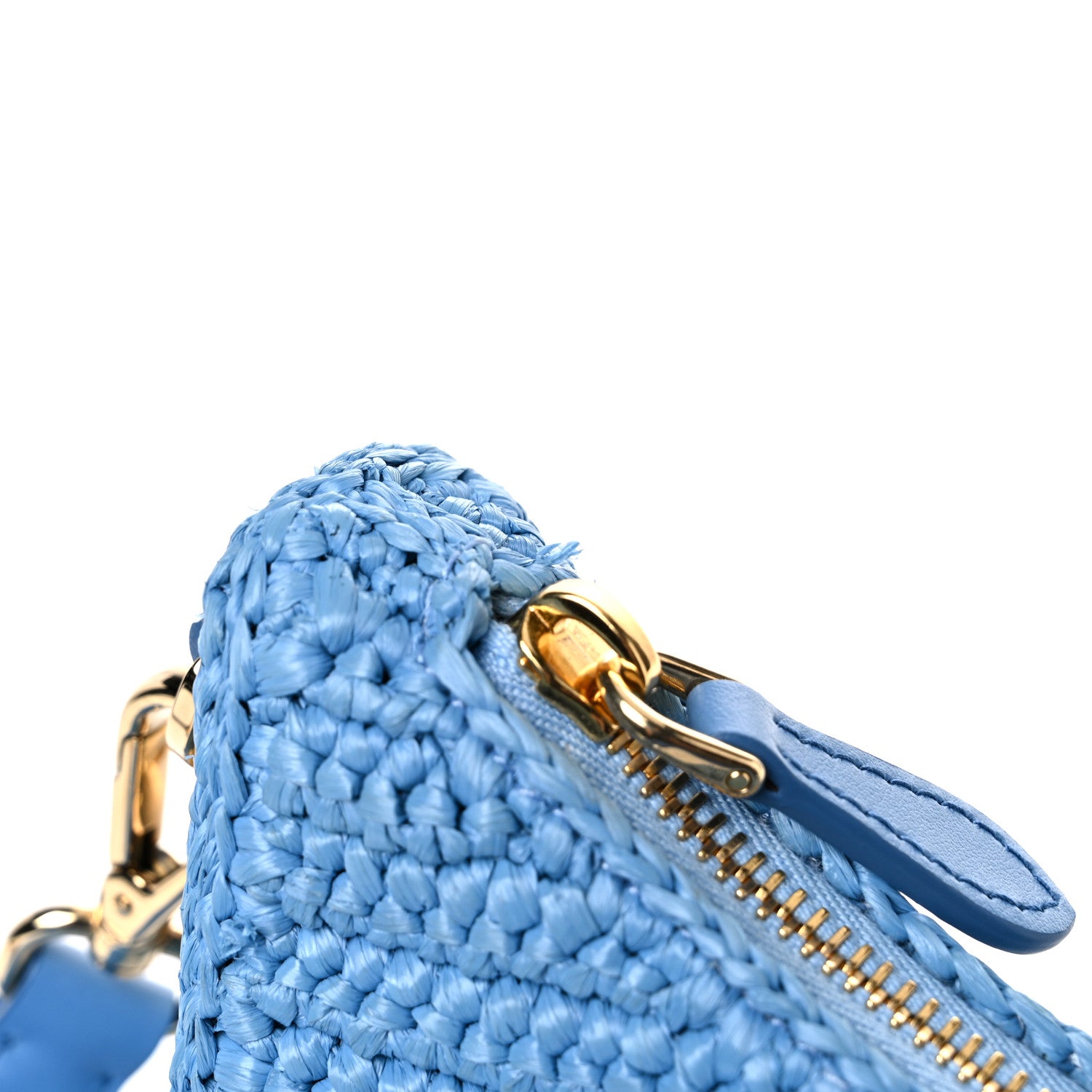 Prada Yarn Raffia Effect Crochet Re-Edition 2005 Shoulder Bag Celeste 11 of 11