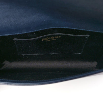 Saint Laurent Calfskin Monogram Large Belle De Jour Clutch Navy 5 of 8
