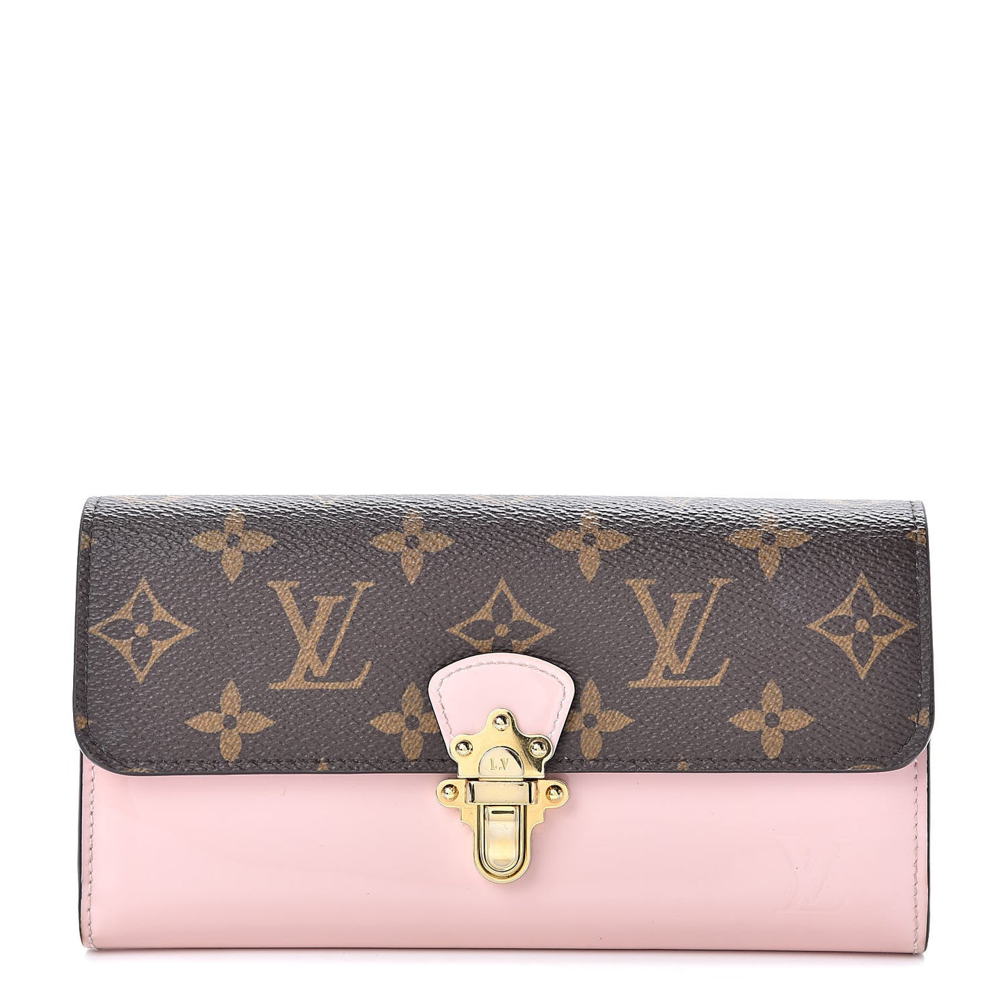 Patent Calfskin Monogram Cherrywood Wallet Rose Ballerine