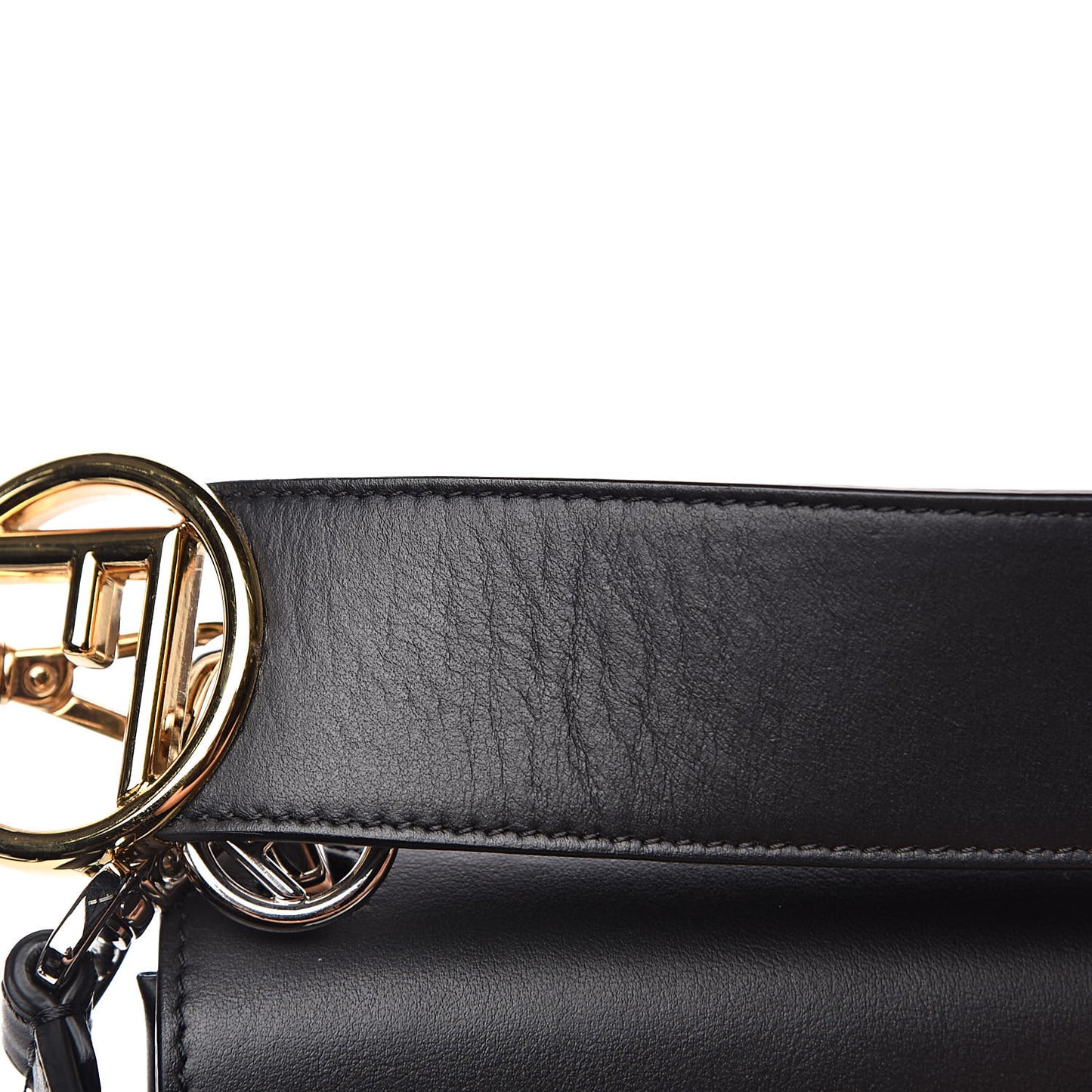 Vitello Century Velvet F is Fendi FF Kan I Shoulder Bag Black Tobacco