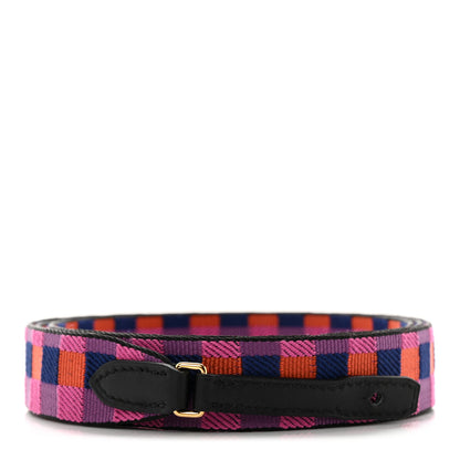 Hermes Toile Swift 25mm Maxi Quadrille Shoulder Strap Saphir Anemone Capucine Black 1 of 4