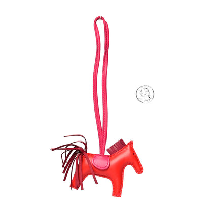 Hermes Milo Lambskin Grigri Rodeo Horse Bag Charm PM Rouge Indien Rubis Rose Mexico 2 of 4