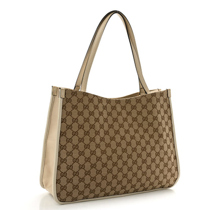 Gucci Monogram Calfskin Large Horsebit 1955 Tote Bag Beige Mystic White 3 of 12