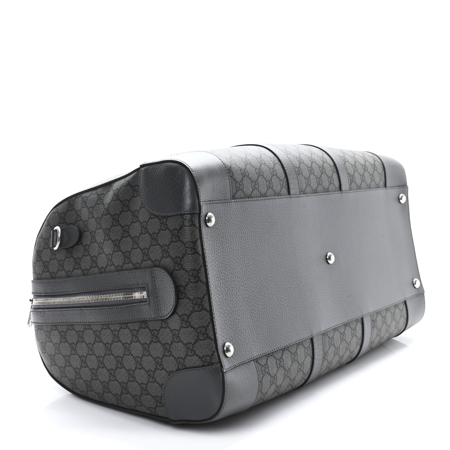 Gucci GG Supreme Monogram Textured Dollar Calfskin Large Savoy Duffle Bag Grey Black Graphite Grey 3 of 9