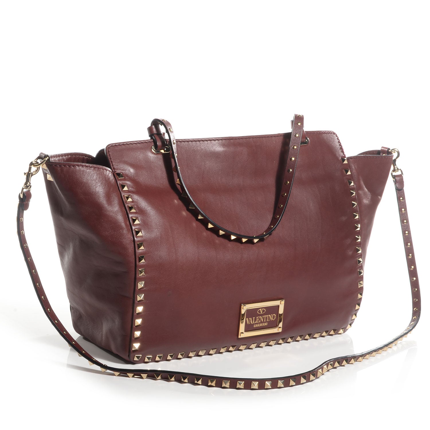 Valentino Garavani Vitello Medium Rockstud All Over Tote Brun 3 of 9