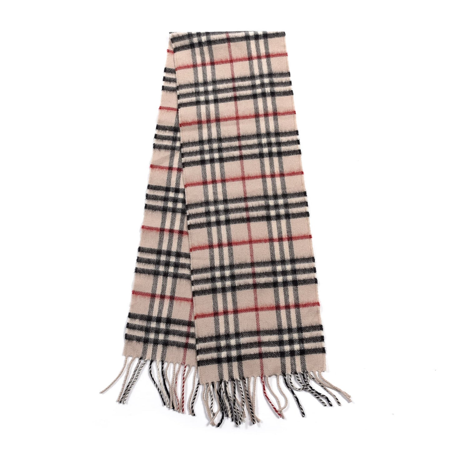 Cashmere House Check Fringe Scarf Beige