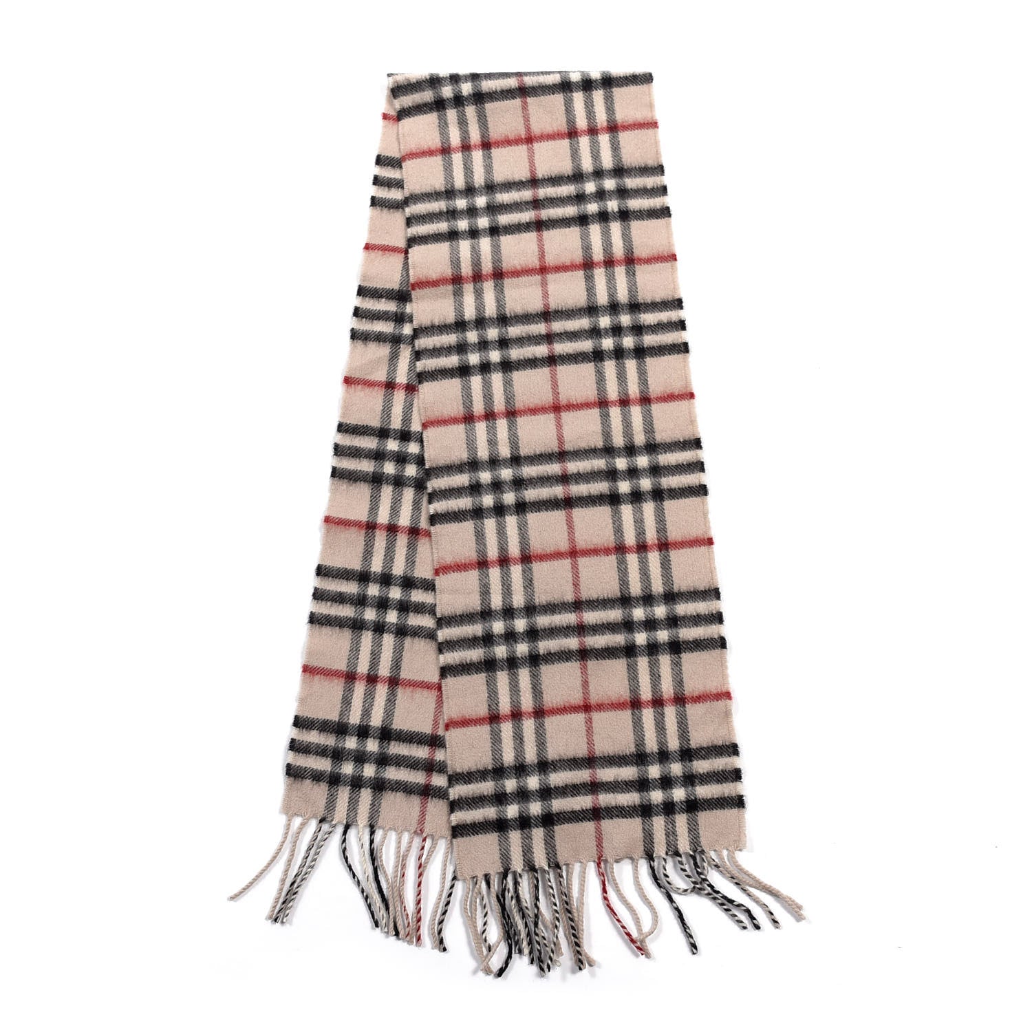 Burberry Cashmere House Check Fringe Scarf Beige 2 of 4