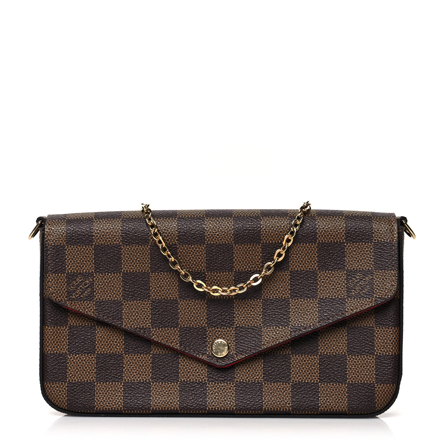 Louis Vuitton Damier Ebene Pochette Felicie Chain Wallet 3 of 12