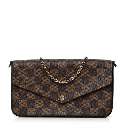 Louis Vuitton Damier Ebene Pochette Felicie Chain Wallet 3 of 12