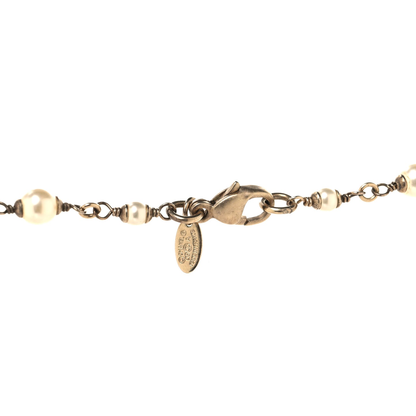 Pearl CC Long Necklace Gold