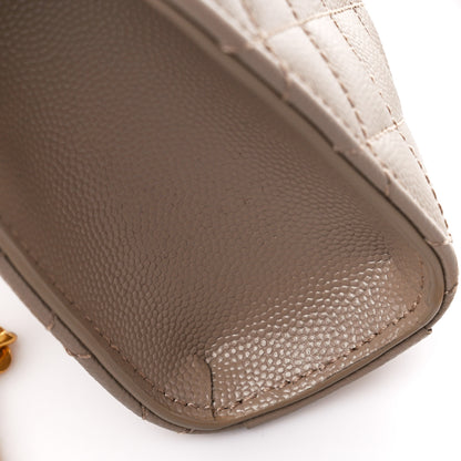 Saint Laurent Grain De Poudre Textured Mixed Matelasse Triquilt Small Monogram Satchel Dark Beige 13 of 13