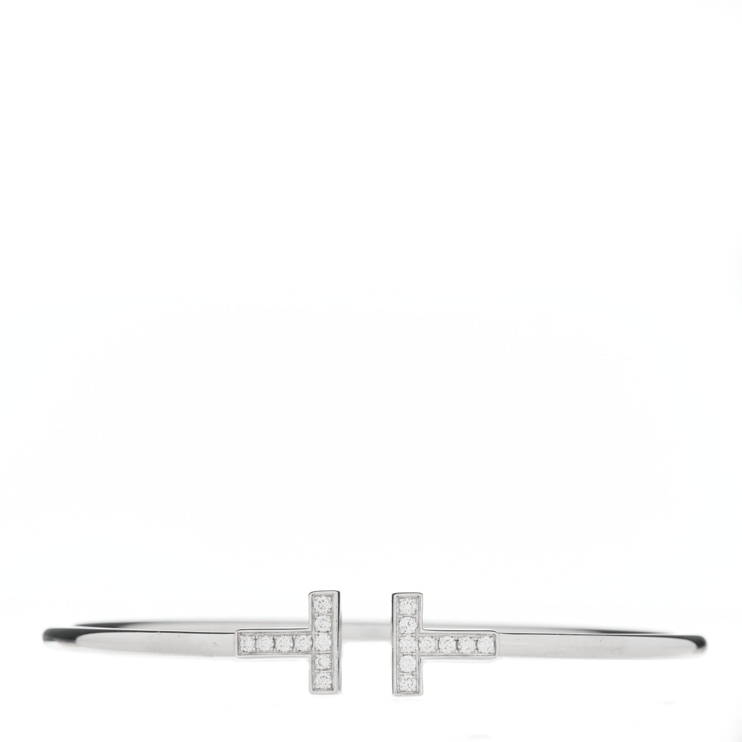 18K White Gold Diamond T Wire Bracelet