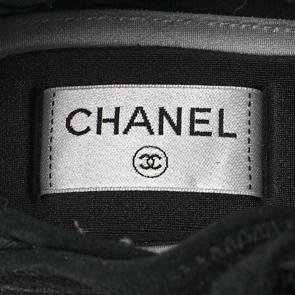 Chanel Suede Calfskin Velvet Grosgrain CC Sneakers 36 Black 7 of 8