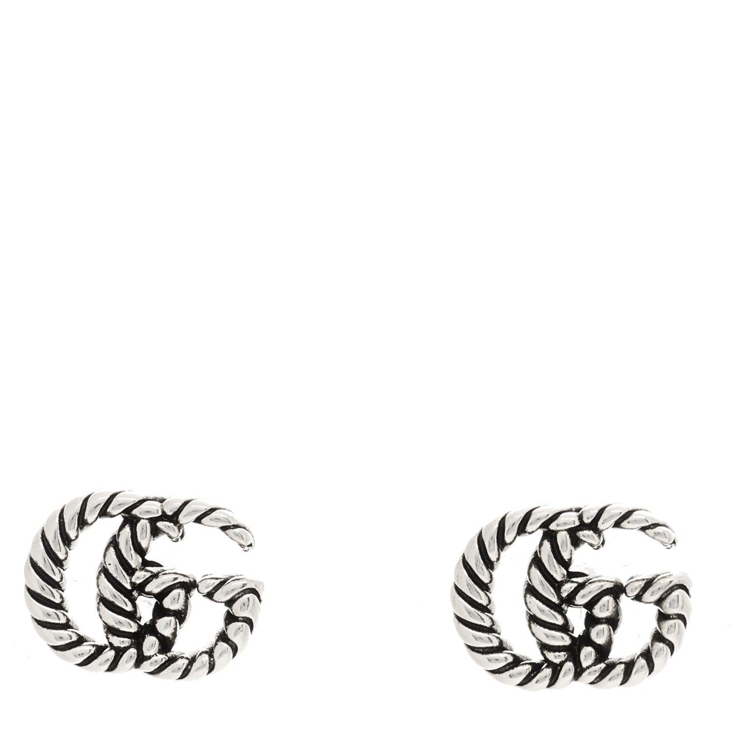Gucci Sterling Silver Torchon Double G Earrings 1 of 5