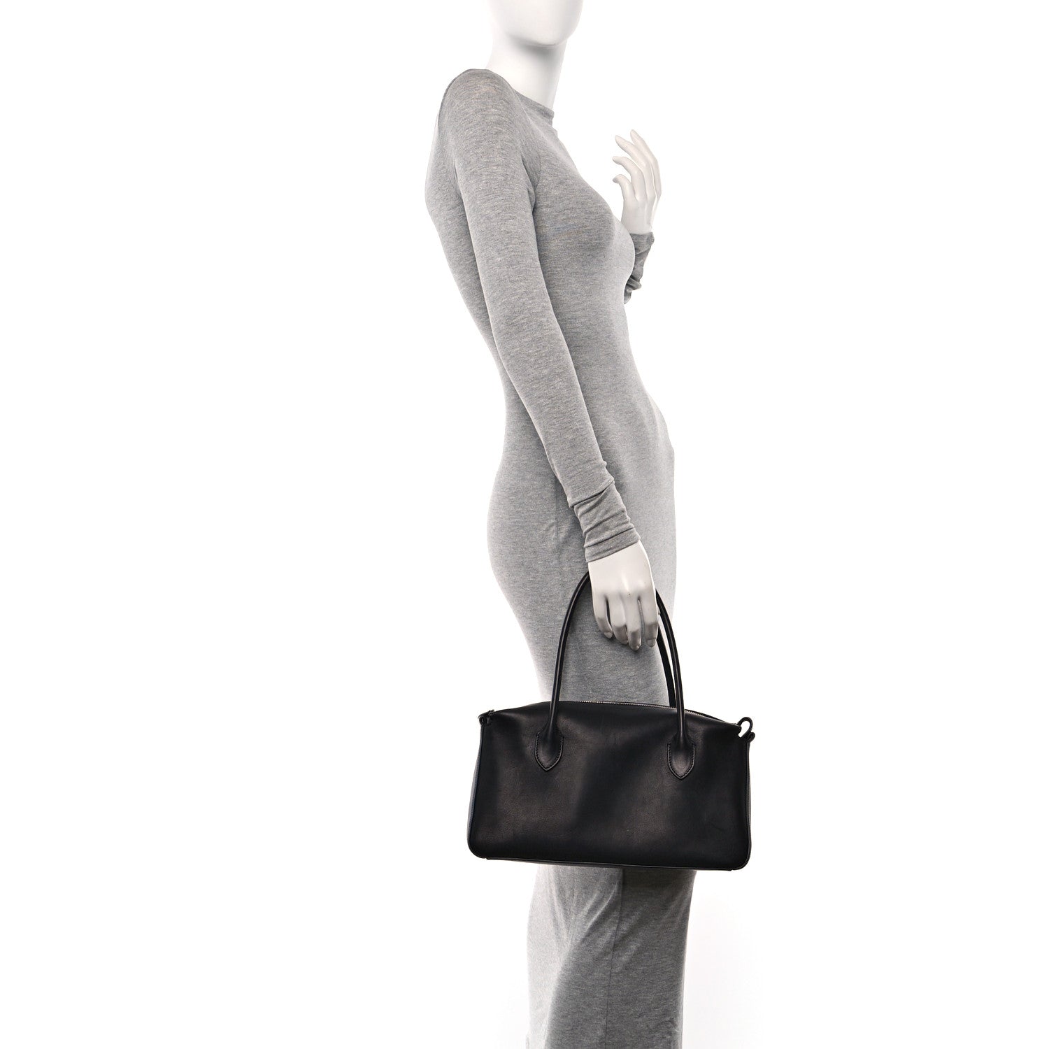 The Row Polished Saddle Calfskin E/W Top Handle Bag Black 2 of 11