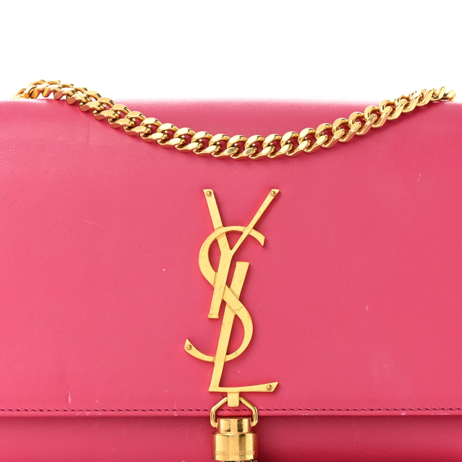 Saint Laurent Calfskin Small Classic Monogram Kate Tassel Satchel Lipstick Fuchsia 7 of 11
