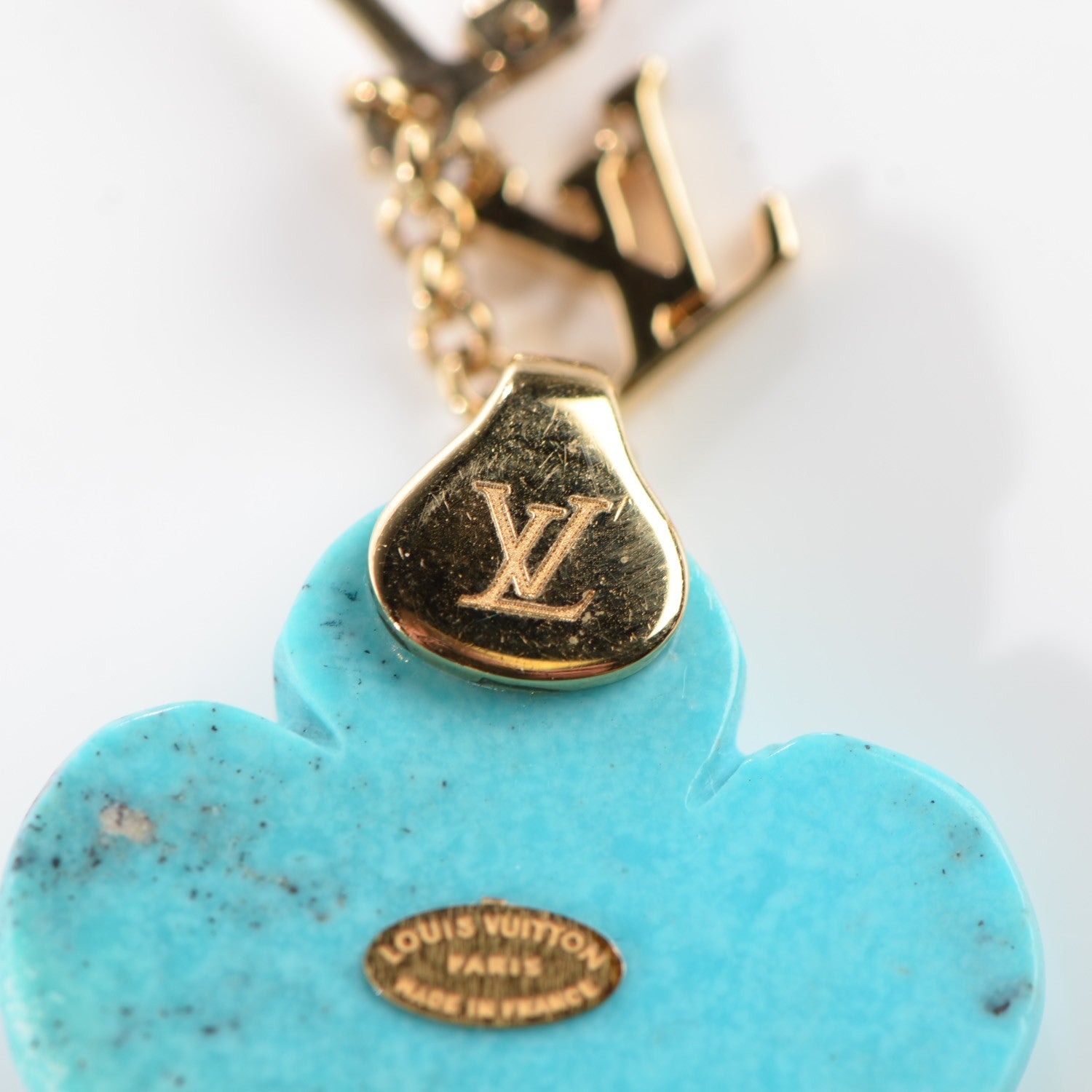 Louis Vuitton Gold Plated Sterling Silver Turquoise Fleur Earrings 5 of 5