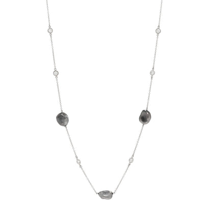 Tiffany Platinum Diamond Tahitian Pearl Elsa Peretti Diamonds by the Yard Station Necklace 1 of 4