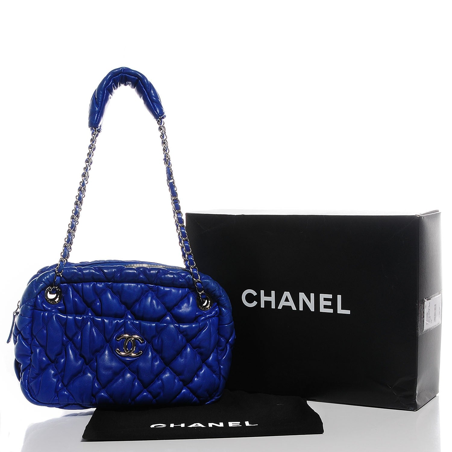 Chanel Lambskin Bubble Quilt Camera Case Blue 5 of 8