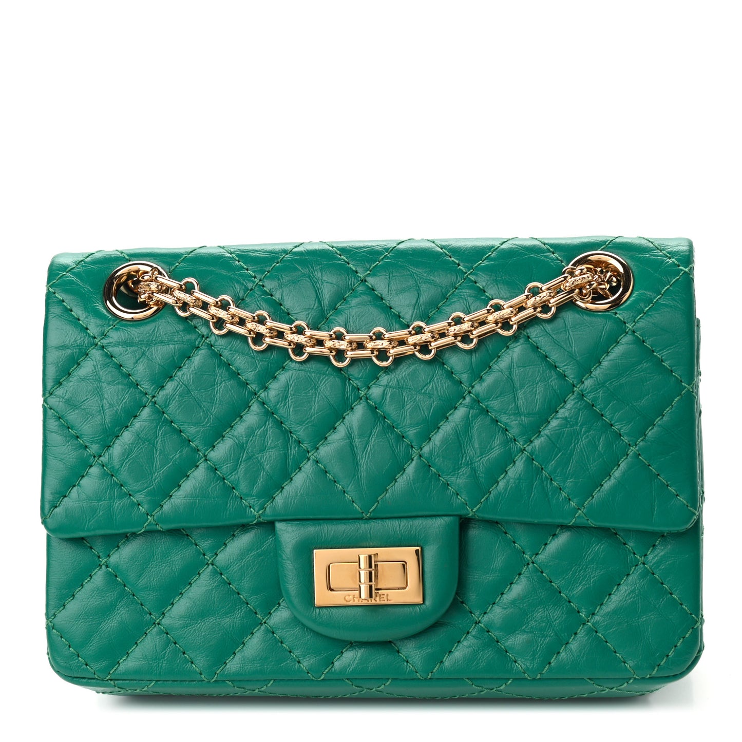 Aged Calfskin Quilted 2.55 Reissue Mini Flap Green