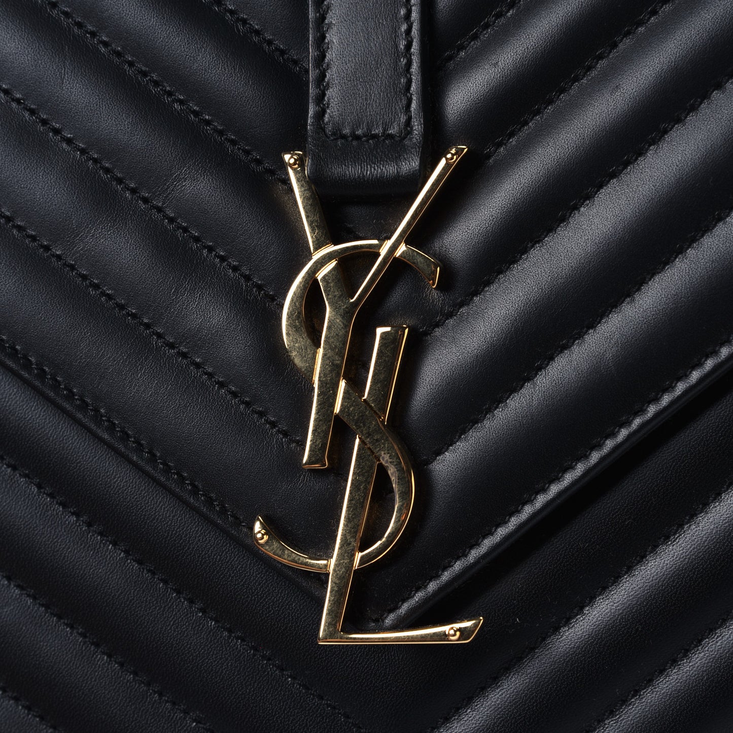 Smooth Calfskin Matelasse Chevron Large Monogram Satchel Black
