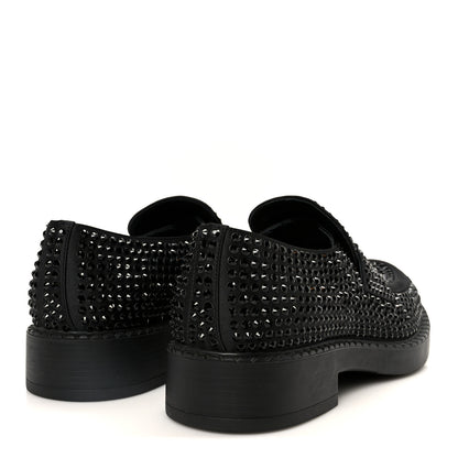 Prada Satin Crystal Metal Triangle Logo Mens Loafers  8.5 Black 5 of 12