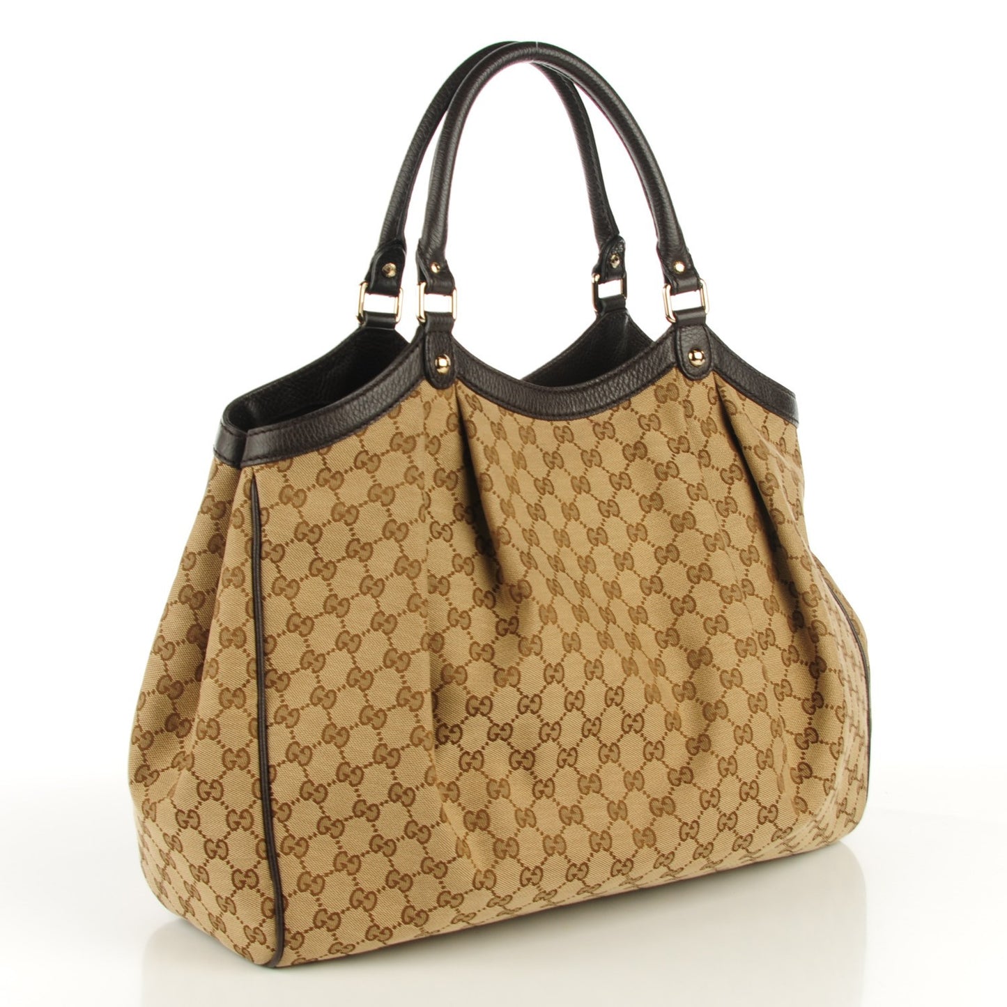 Monogram Dollar Calfskin Large Sukey Tote Beige Ebony Testa di Moro