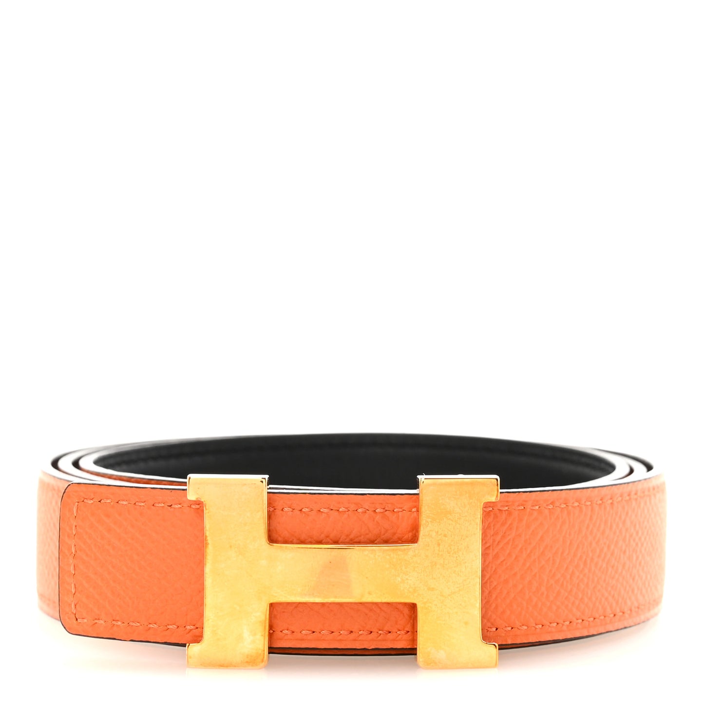 Swift Epsom 24mm Mini H Belt 90 85/34 Black Orange