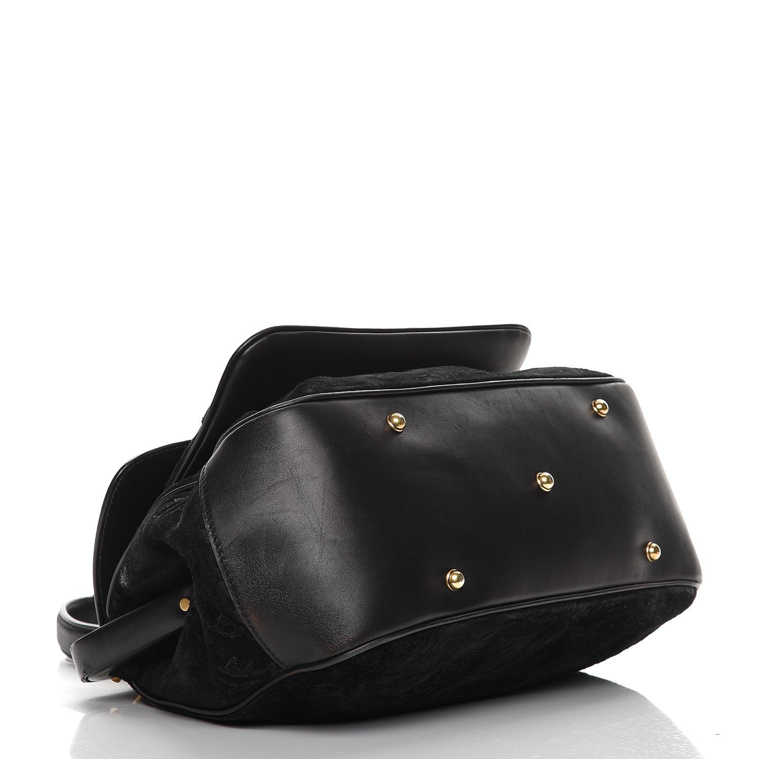Gucci Nubuck Brocade Medium Lady Stirrup Top Handle Black 4 of 17