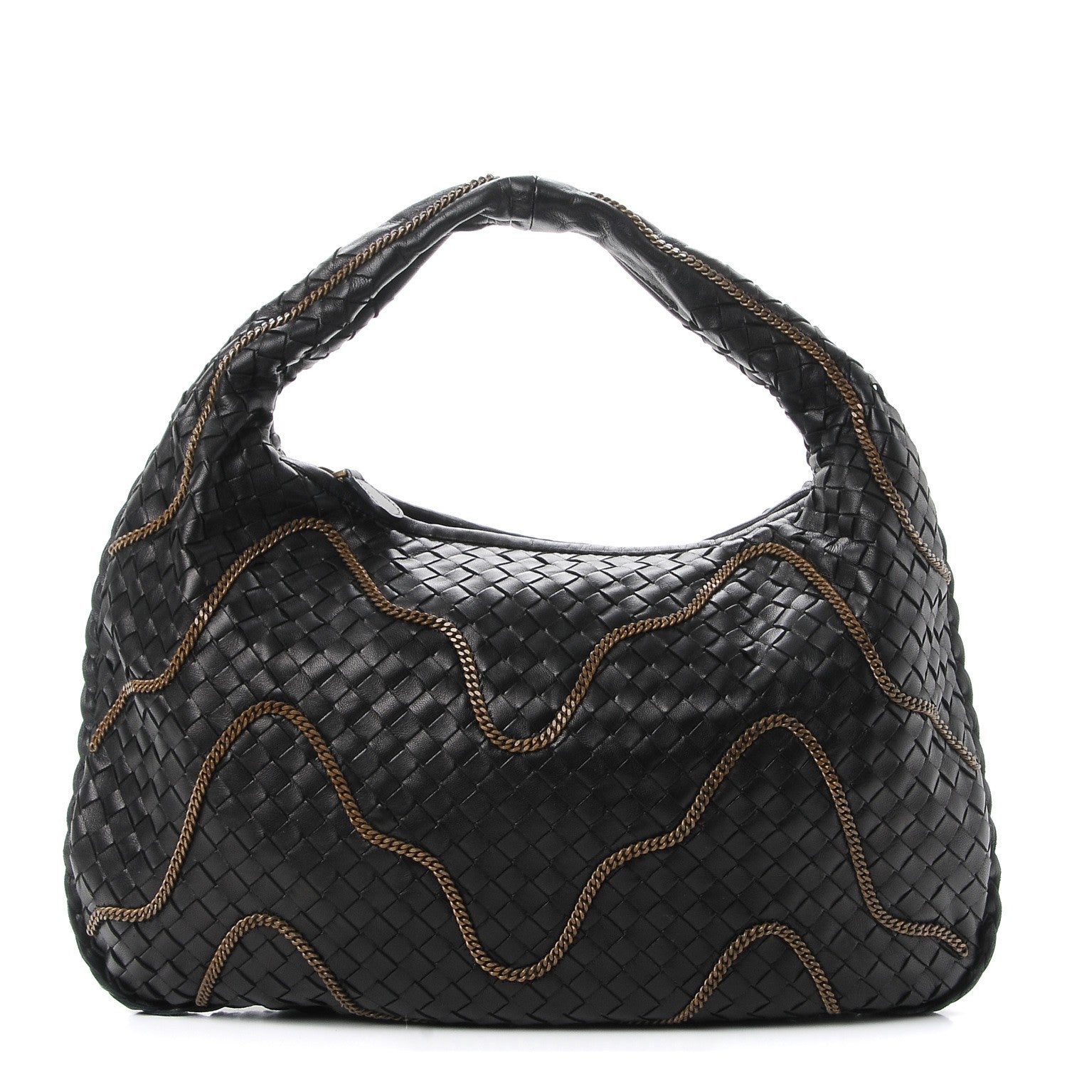 Bottega Veneta Nappa Intrecciato Medium Veneta Chain Hobo Nero Black 1 of 11