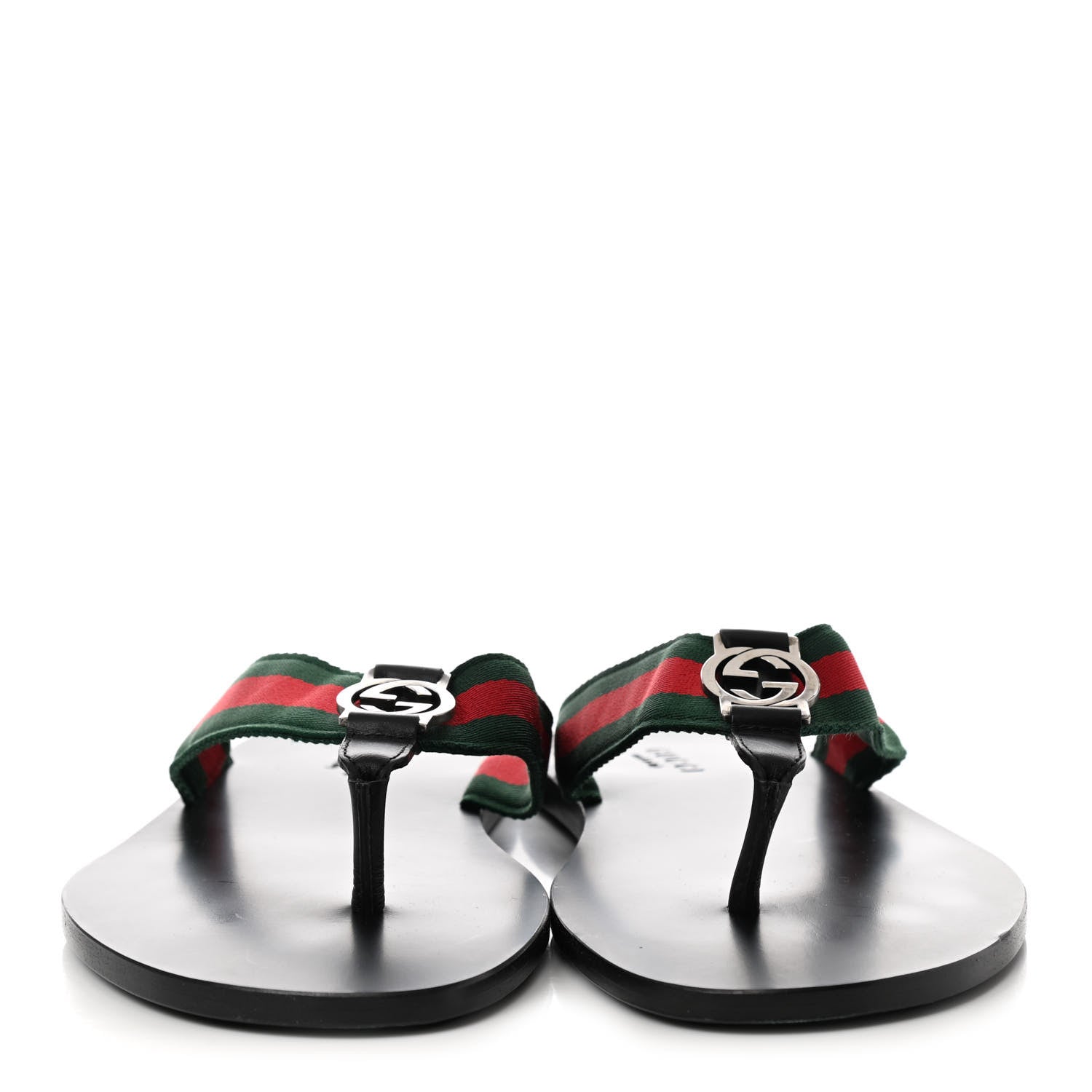 Gucci Nylon Calfskin Web Mens Thong Sandals 9 Green Red Black 2 of 7