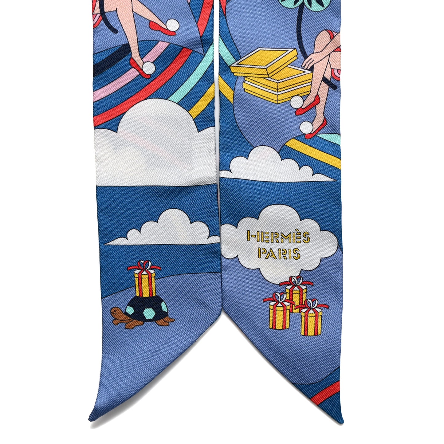 Silk Carres Volants Twilly Bleu Jaune Vif Multicolor