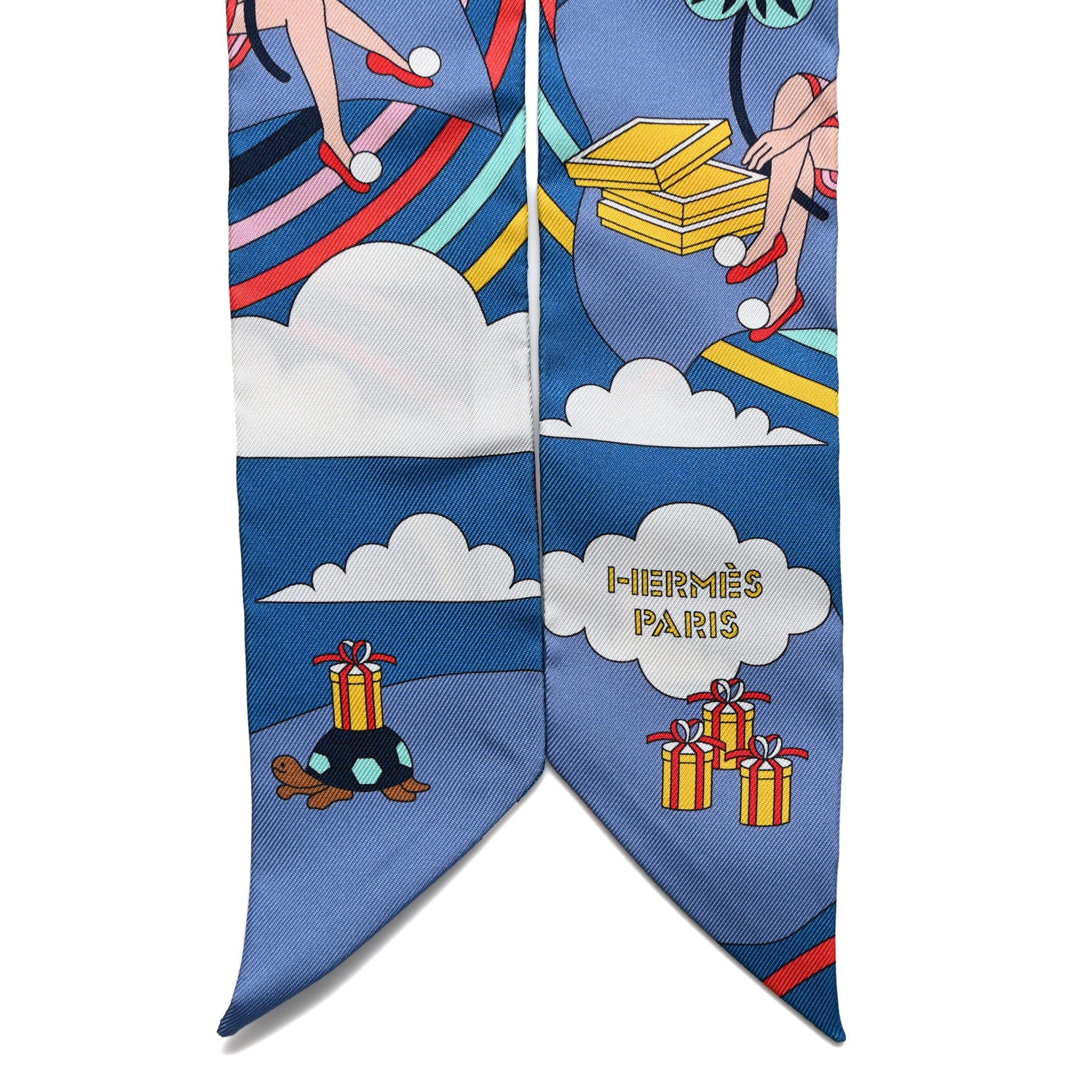 Hermes Silk Carres Volants Twilly Bleu Jaune Vif Multicolor 2 of 4