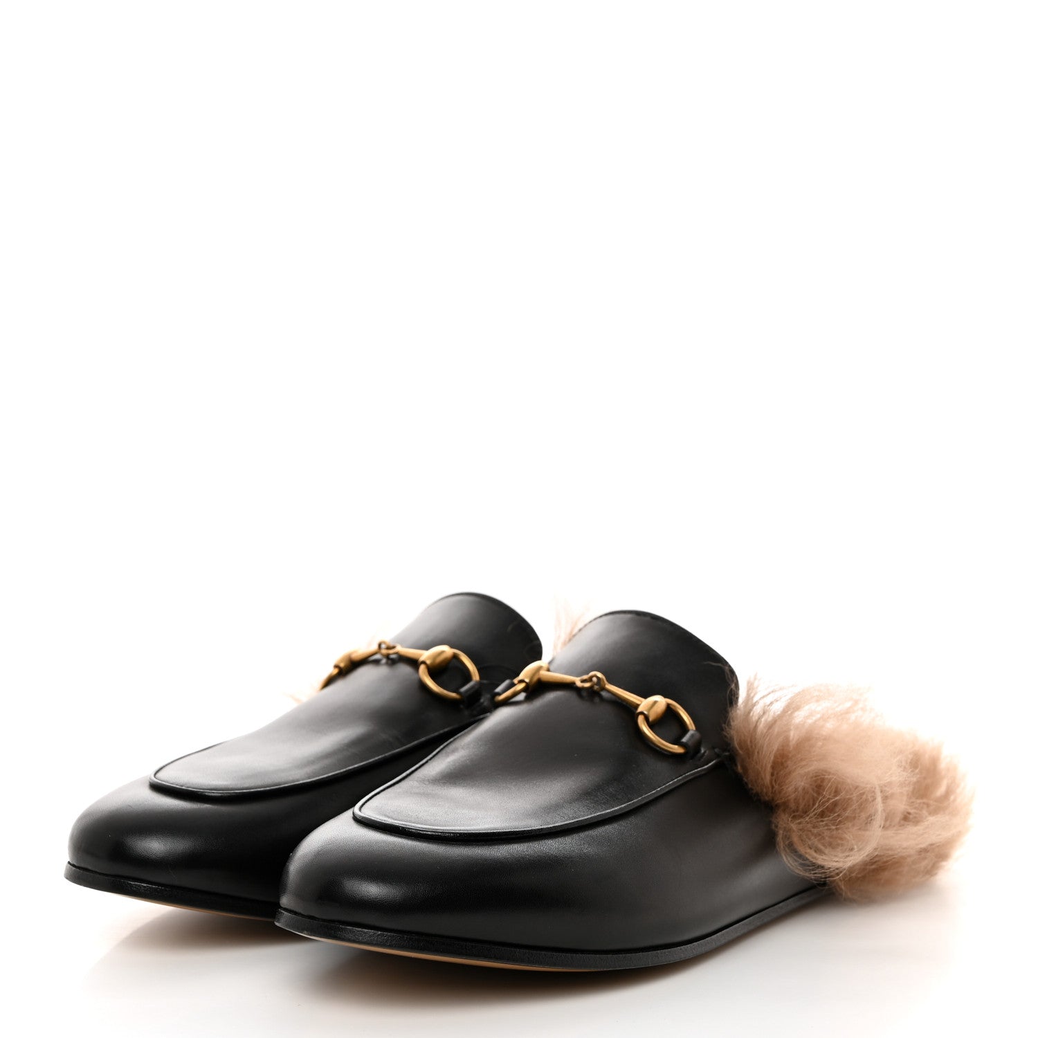 Gucci Calfskin Fur Womens Princetown Slippers 38 Black 3 of 8