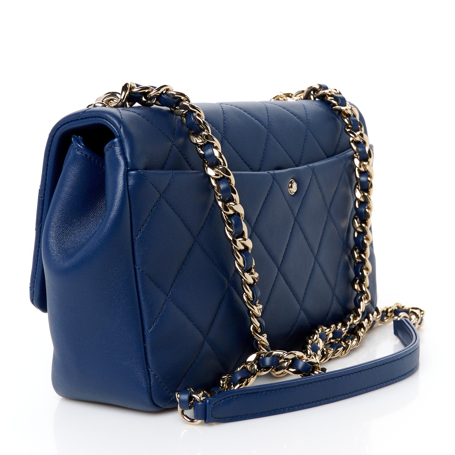 Chanel Lambskin Quilted Resin Bi-Color Chain Flap Bag Navy 3 of 11