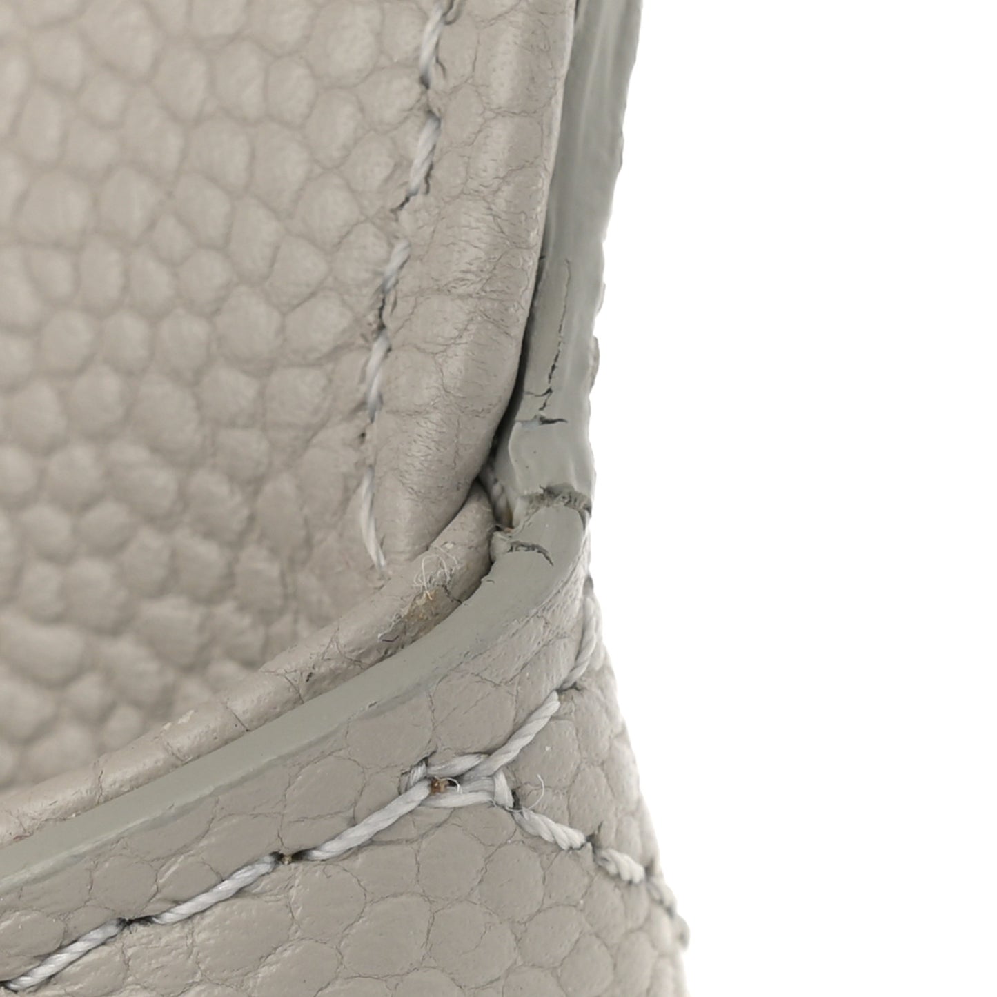 Grained Calfskin Small Stitched Flap Grey