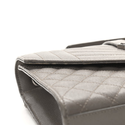 Saint Laurent Grain De Poudre Textured Mixed Matelasse Medium Triquilt Monogram Satchel Earth 14 of 15