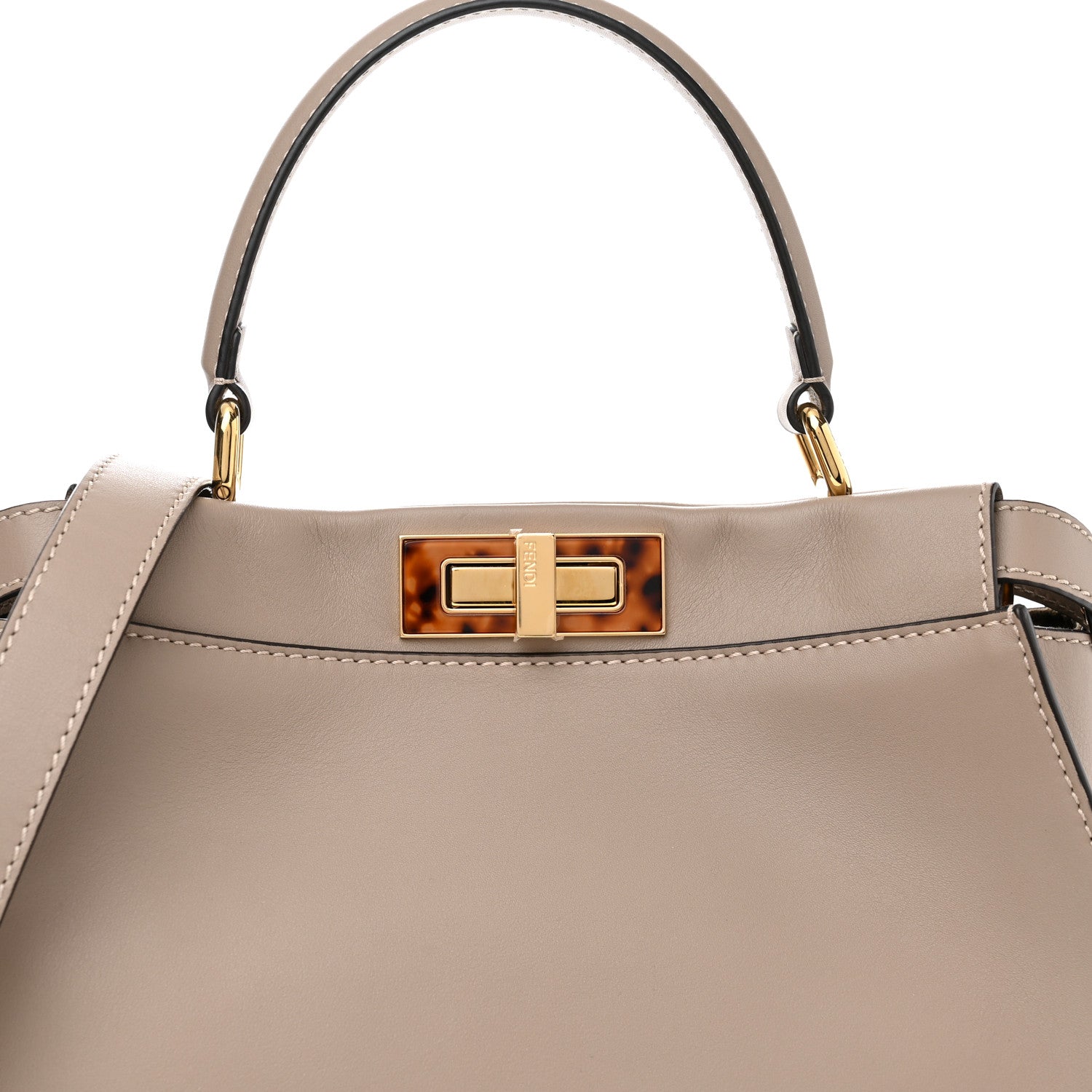 Fendi Vitello Seta Plexiglass Tortoise Medium Peekaboo Iconic Satchel Tortora 9 of 11