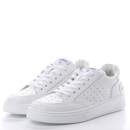 Chanel Calfskin Womens Logo Sneakers 38.5 White 3 of 9