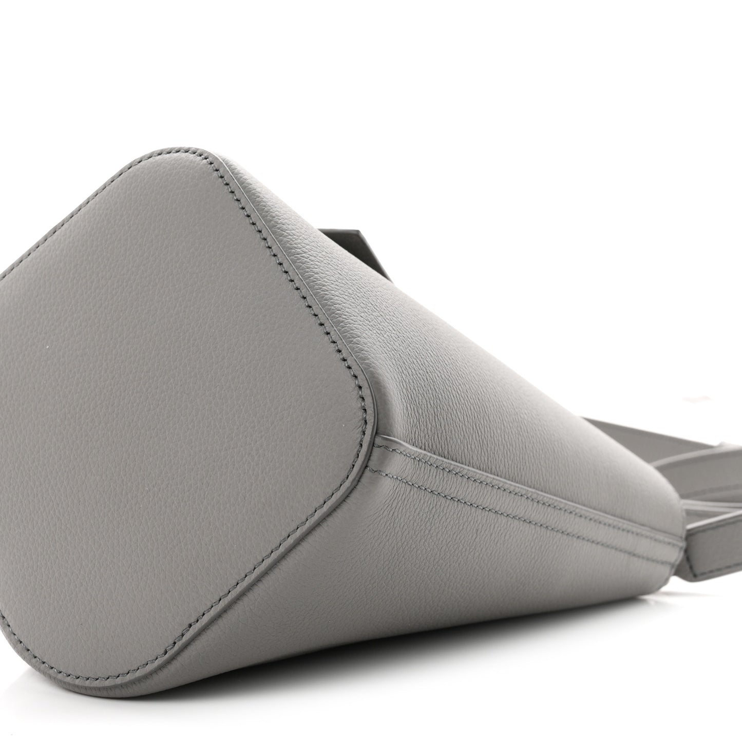 Soft Grained Calfskin Mini Pebble Bucket Bag Pearl Grey