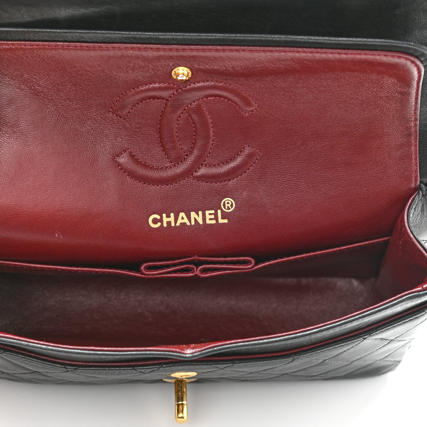 Lambskin Quilted Small Double Flap Black